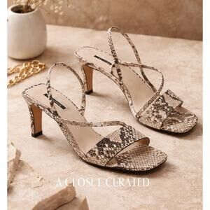 Topshop Nettle Snakeskin Leather Sandal 8 Beige Black NEW